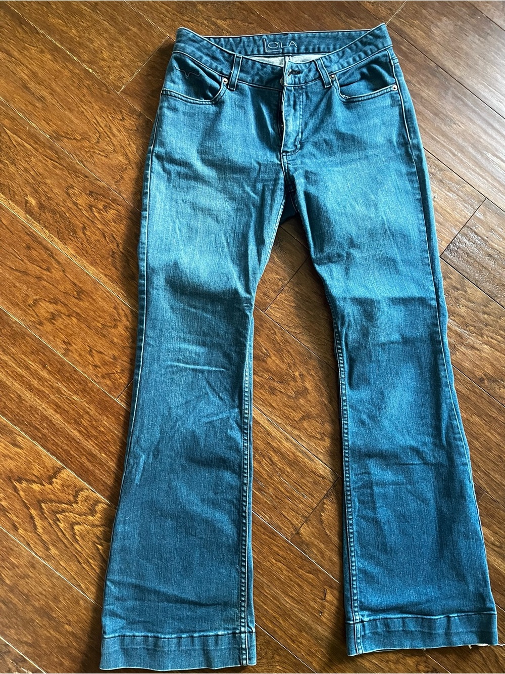Kimes Ranch Teal Blue Flare Jeans